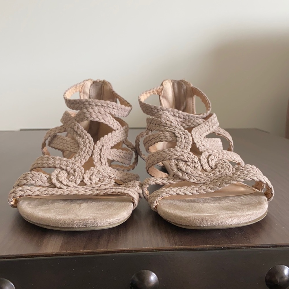 Lauren Conrad Strappy Nude Sandals.